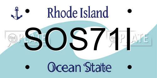 SOS71I Rhode Island License Plate