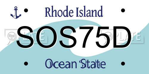 SOS75D Rhode Island License Plate