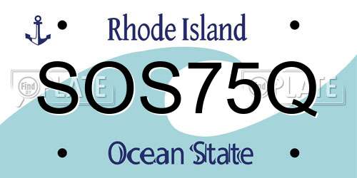 SOS75Q Rhode Island License Plate