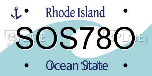 SOS78O Rhode Island License Plate