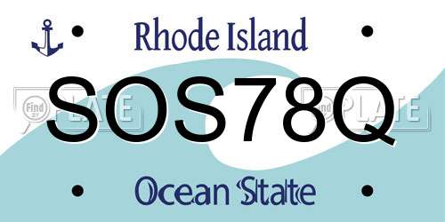 SOS78Q Rhode Island License Plate