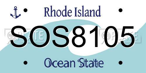 SOS8105 Rhode Island License Plate