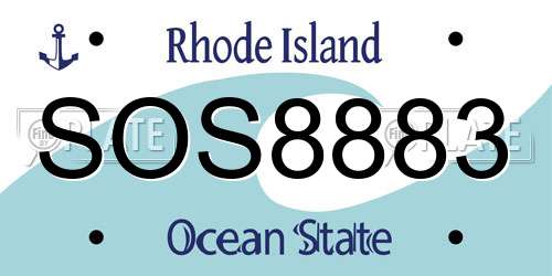 SOS8883 Rhode Island License Plate