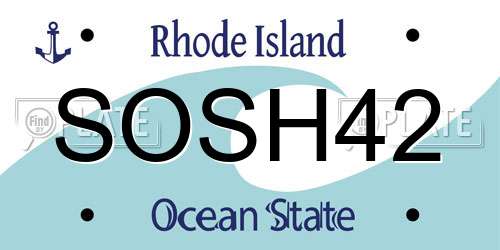 SOSH42 Rhode Island License Plate