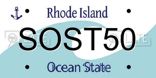 SOST50 Rhode Island License Plate