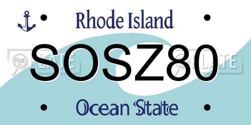 SOSZ80 Rhode Island License Plate