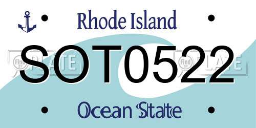 SOT0522 Rhode Island License Plate