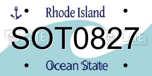 SOT0827 Rhode Island License Plate