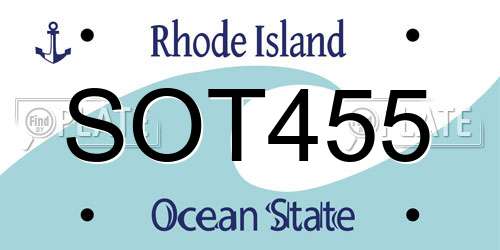 SOT455 Rhode Island License Plate