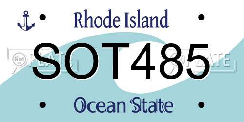 SOT485 Rhode Island License Plate