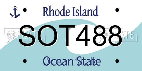 SOT488 Rhode Island License Plate