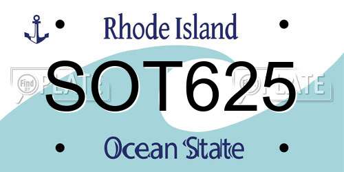 SOT625 Rhode Island License Plate