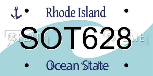SOT628 Rhode Island License Plate