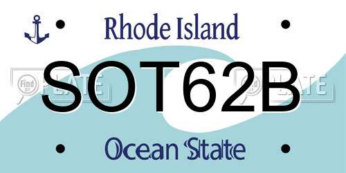 SOT62B Rhode Island License Plate