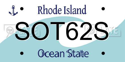 SOT62S Rhode Island License Plate