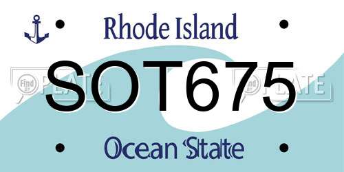 SOT675 Rhode Island License Plate