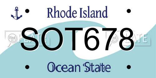 SOT678 Rhode Island License Plate