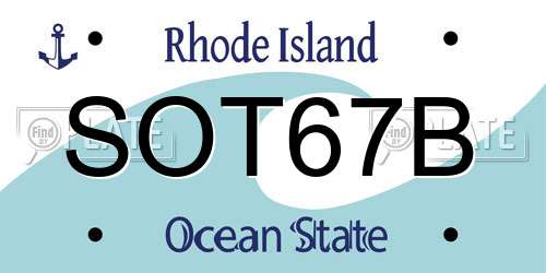 SOT67B Rhode Island License Plate
