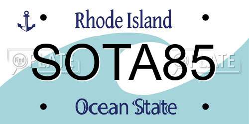 SOTA85 Rhode Island License Plate