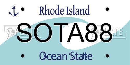 SOTA88 Rhode Island License Plate