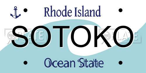 SOTOKO Rhode Island License Plate