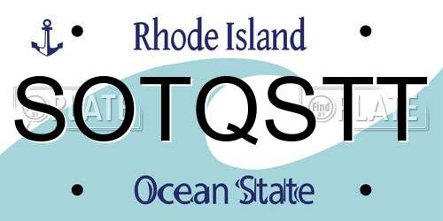 SOTQSTT Rhode Island License Plate