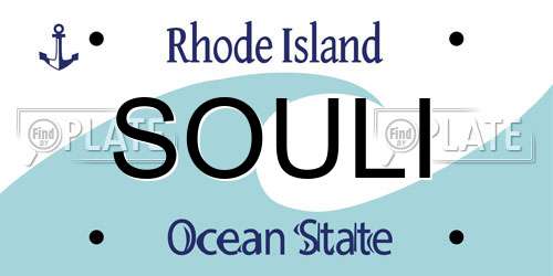 SOULI Rhode Island License Plate