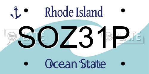 SOZ31P Rhode Island License Plate