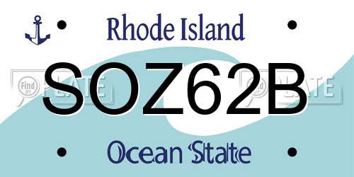 SOZ62B Rhode Island License Plate