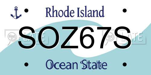 SOZ67S Rhode Island License Plate
