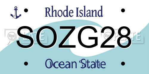 SOZG28 Rhode Island License Plate