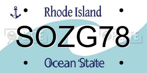 SOZG78 Rhode Island License Plate