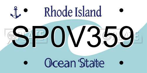 SP0V359 Rhode Island License Plate