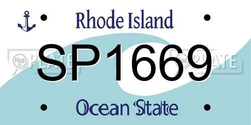 SP1669 Rhode Island License Plate