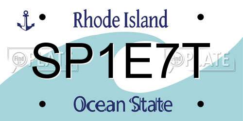 SP1E7T Rhode Island License Plate