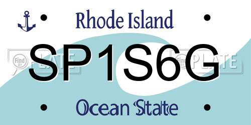 SP1S6G Rhode Island License Plate