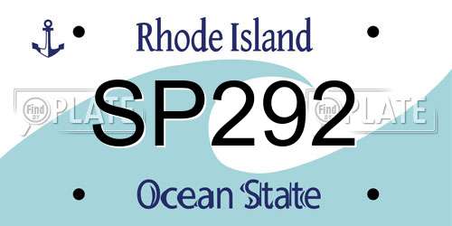 SP292 Rhode Island License Plate