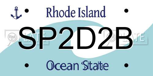SP2D2B Rhode Island License Plate