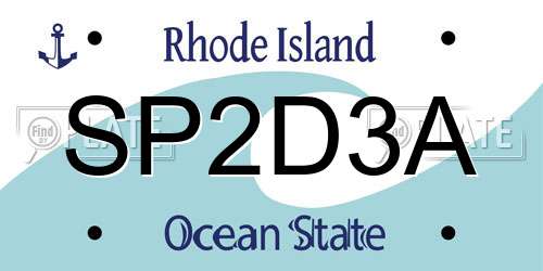 SP2D3A Rhode Island License Plate