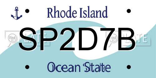 SP2D7B Rhode Island License Plate