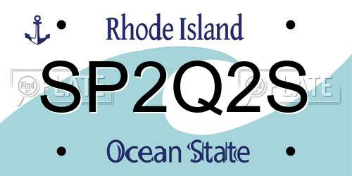 SP2Q2S Rhode Island License Plate