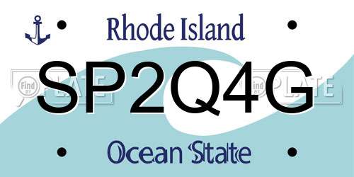SP2Q4G Rhode Island License Plate