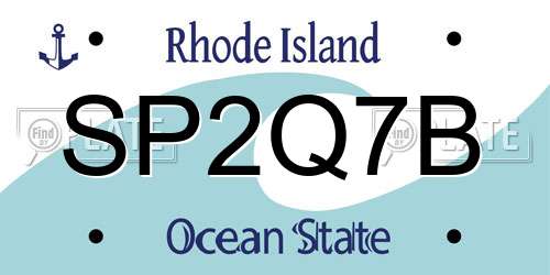 SP2Q7B Rhode Island License Plate