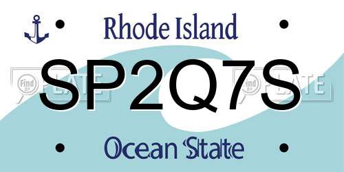 SP2Q7S Rhode Island License Plate