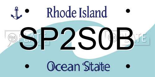 SP2S0B Rhode Island License Plate
