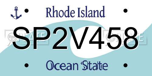 SP2V458 Rhode Island License Plate