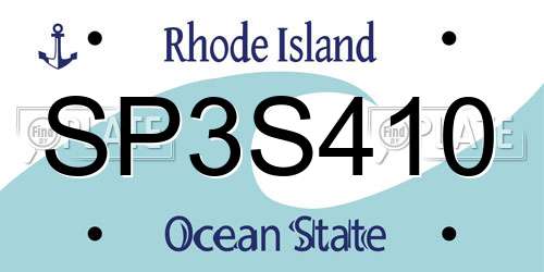 SP3S410 Rhode Island License Plate
