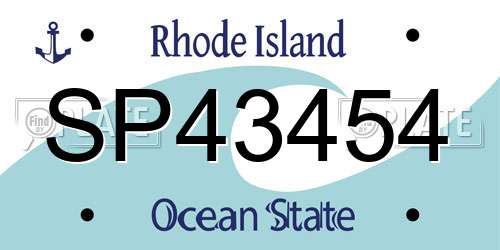 SP43454 Rhode Island License Plate