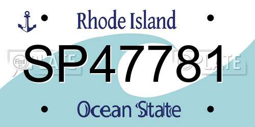 SP47781 Rhode Island License Plate