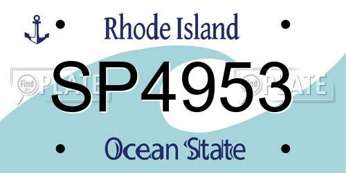 SP4953 Rhode Island License Plate